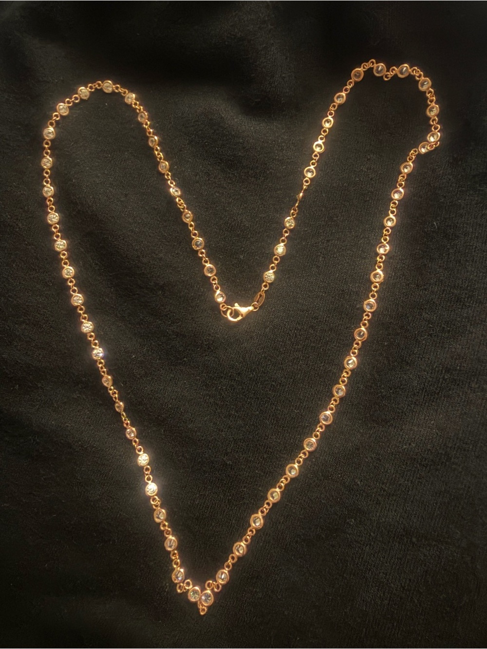 Delicate Gold-Tone Crystal Station Necklace - Women Jewelry